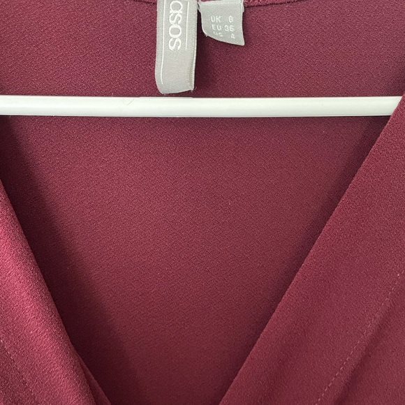ASOS Burgundy Wrap Dress with Pockets - Picture 3 of 7